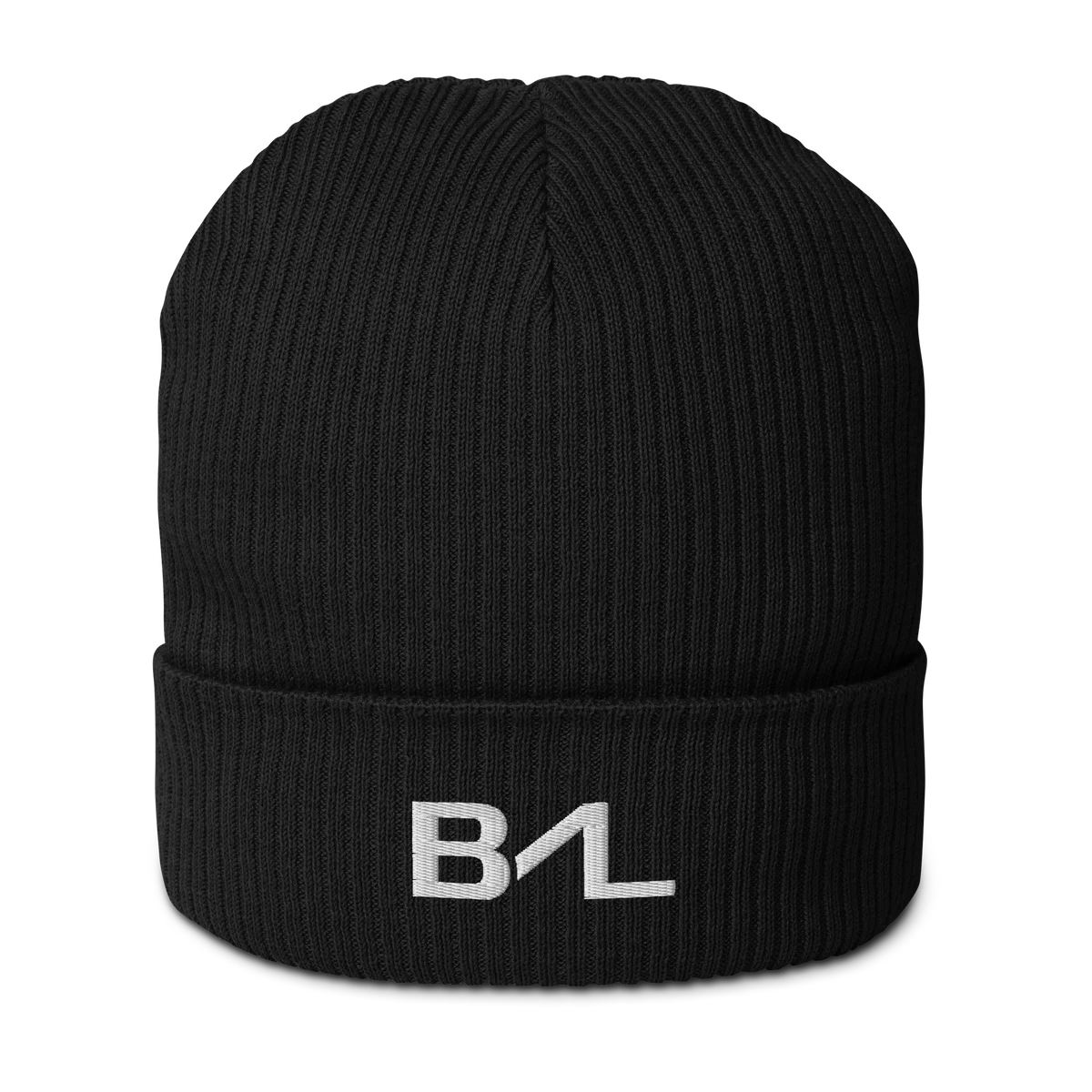 Rib Beanie en Negro, frontal